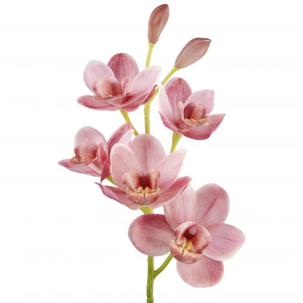 Kunstplant Orchidee / Cumbidium 2-tak roze met 21 bloemetjes (60 cm) detailfoto - Kunstplantshop.nl