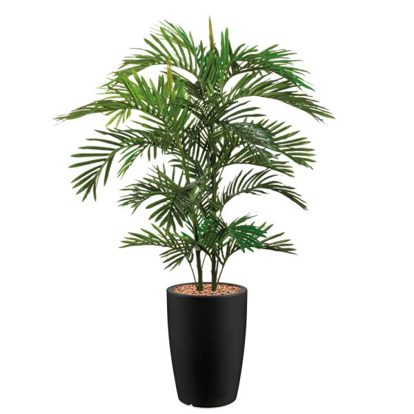 HTT - Kunstplant Areca palm in Genesis rond antraciet H150 cm - kunstplantshop.nl
