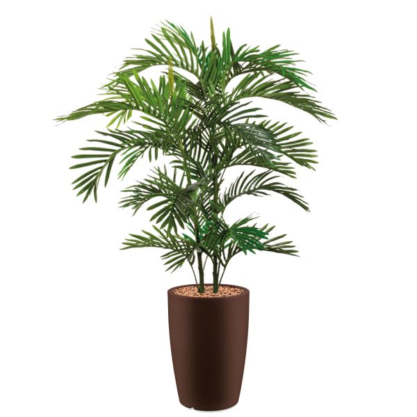 HTT - Kunstplant Areca palm in Genesis rond bruin H150 cm - kunstplantshop.nl