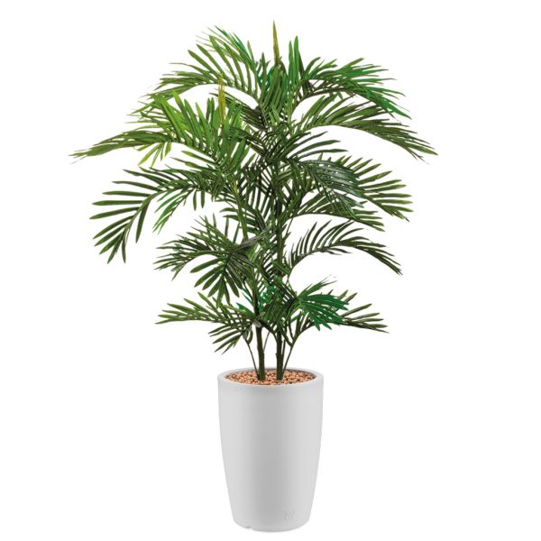 HTT - Kunstplant Areca palm in Genesis rond wit H150 cm - kunstplantshop.nl