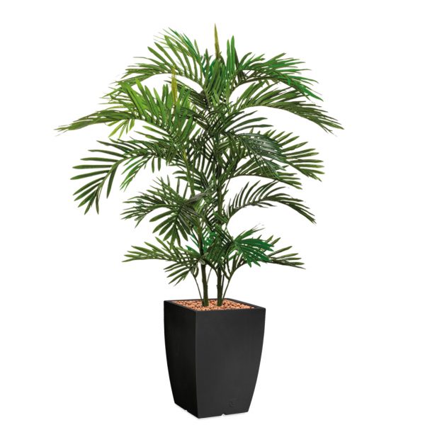 HTT - Kunstplant Areca palm in Genesis vierkant antraciet H150 cm - kunstplantshop.nl