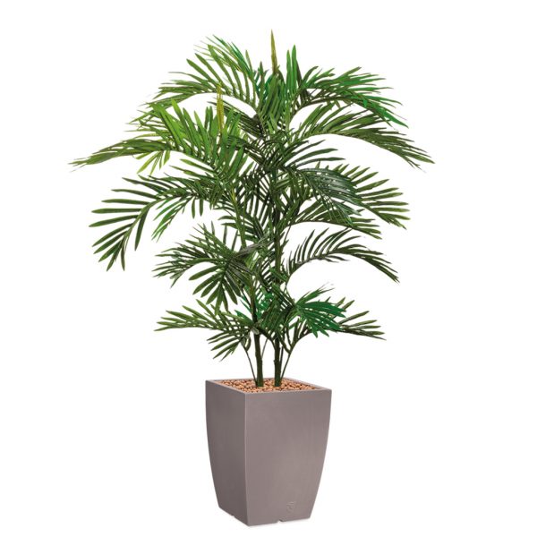 HTT - Kunstplant Areca palm in Genesis vierkant taupe H150 cm - kunstplantshop.nl