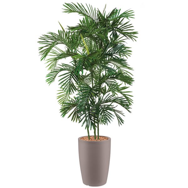 HTT - Kunstplant Areca palm in Genesis rond taupe H210 cm - kunstplantshop.nl