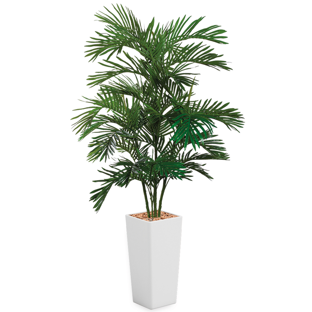 HTT - Kunstplant Areca palm in Clou vierkant wit H215 cm - kunstplantshop.nl