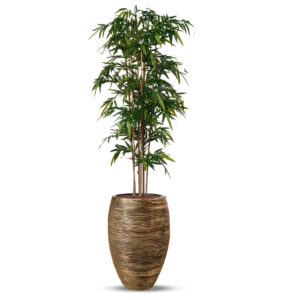 Kunstplant Bamboe groen in Vaas elegant Deluxe rib zwartgoud H250 cm