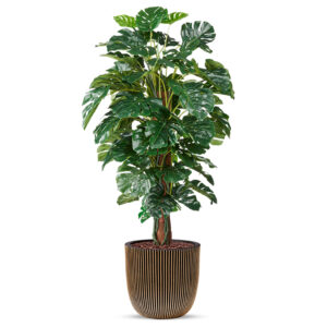 Kunstplant Monstera in planter ball Groove zwartgoud H170 cm