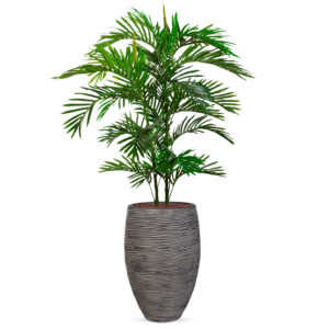 Kunstplant Arecapalm in Vaas elegant Deluxe rib antraciet H160 cm