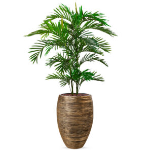Kunstplant Arecapalm in Vaas elegant Deluxe rib zwartgoud H160 cm