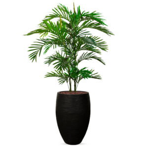 Kunstplant Arecapalm in Vaas elegant Deluxe rib zwart H160 cm