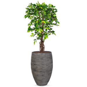 Kunstplant Ficus in Vaas elegant Deluxe rib antraciet H165 cm