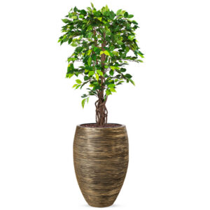 Kunstplant Ficus in Vaas elegant Deluxe rib zwartgoud H165 cm