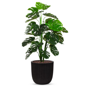 Kunstplant Monstera in Planter Ball groove zwart H135 cm