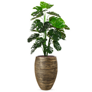 Kunstplant Monstera in Vaas elegant Deluxe rib zwartgoud H160 cm