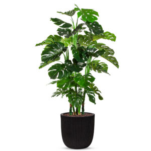 Kunstplant Monstera XL in Planter Ball groove zwart H155 cm