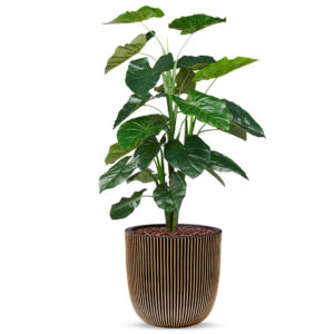 Kunstplant Philodendron in Planter Ball groove zwartgoud H130 cm