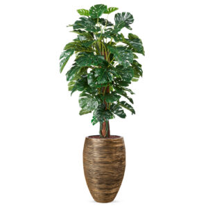 Kunstplant Monstera in vaas elegant Rib zwartgoud H200 cm