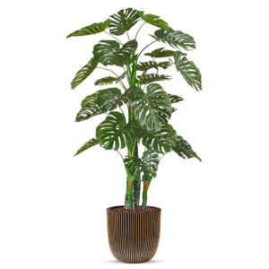 Kunstplant Monstera in planter ball Groove zwartgoud H200 cm