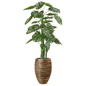 Kunstplant Monstera in vaas elegant Rib zwartgoud H230 cm